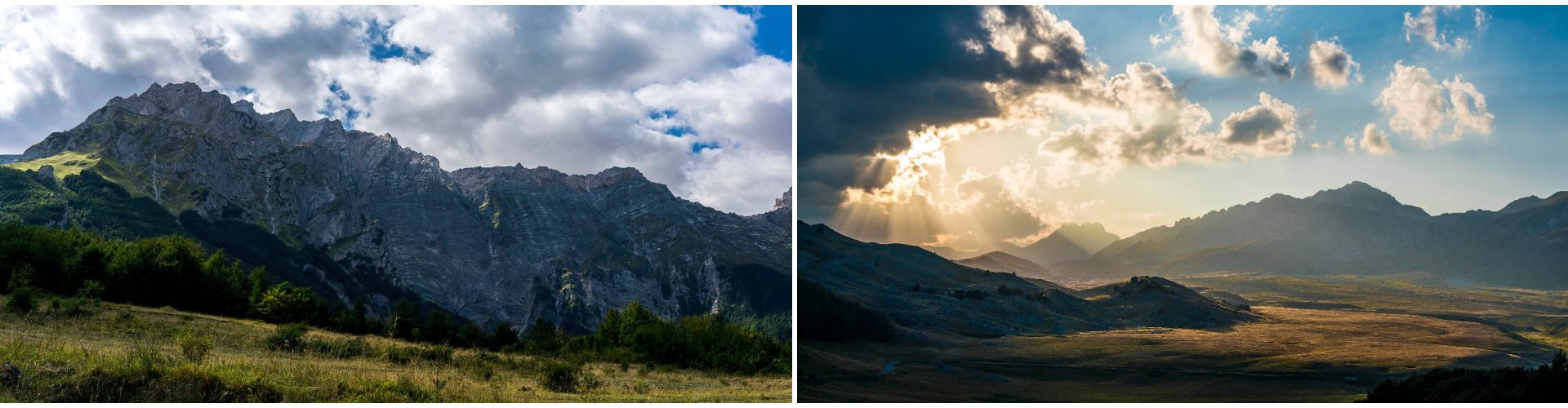 Gran Sasso d’Italia, Monte Camicia, parete Nord. Gran Sasso d’Italia, Monte Camicia dalla piana di Campo Imperatore.